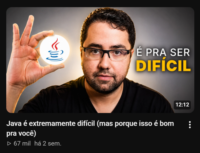 Thumbnail do vídeo Java é extremamente difícil